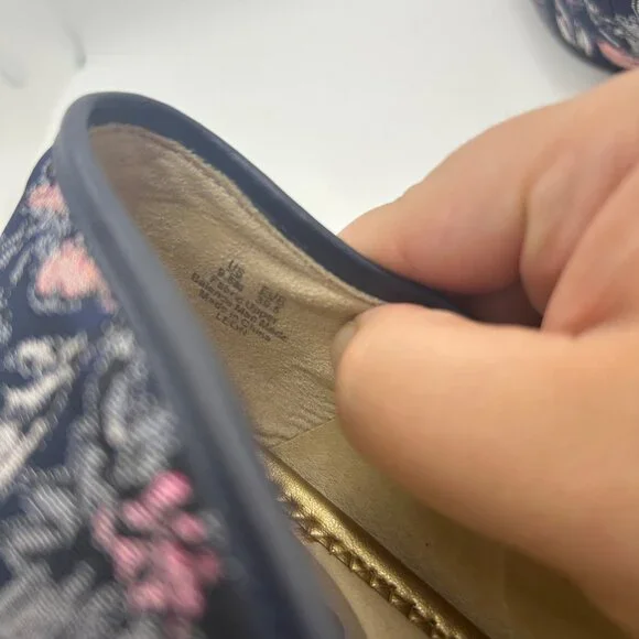 Sam Edelman Leon Moe Toe Embroidered Floral Print Blue & Pink Loafers- Size 9.5 - Picture 8 of 10